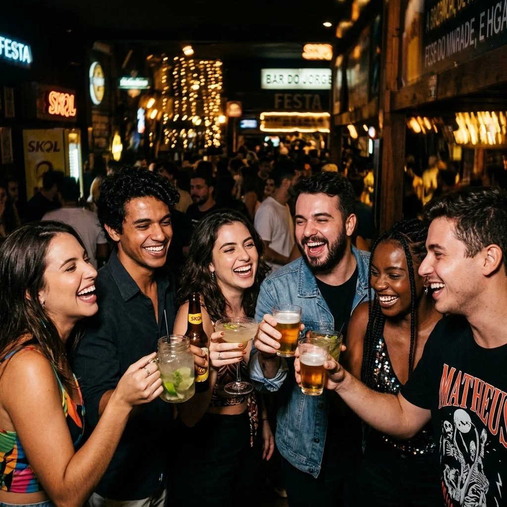 Galera brindando na balada